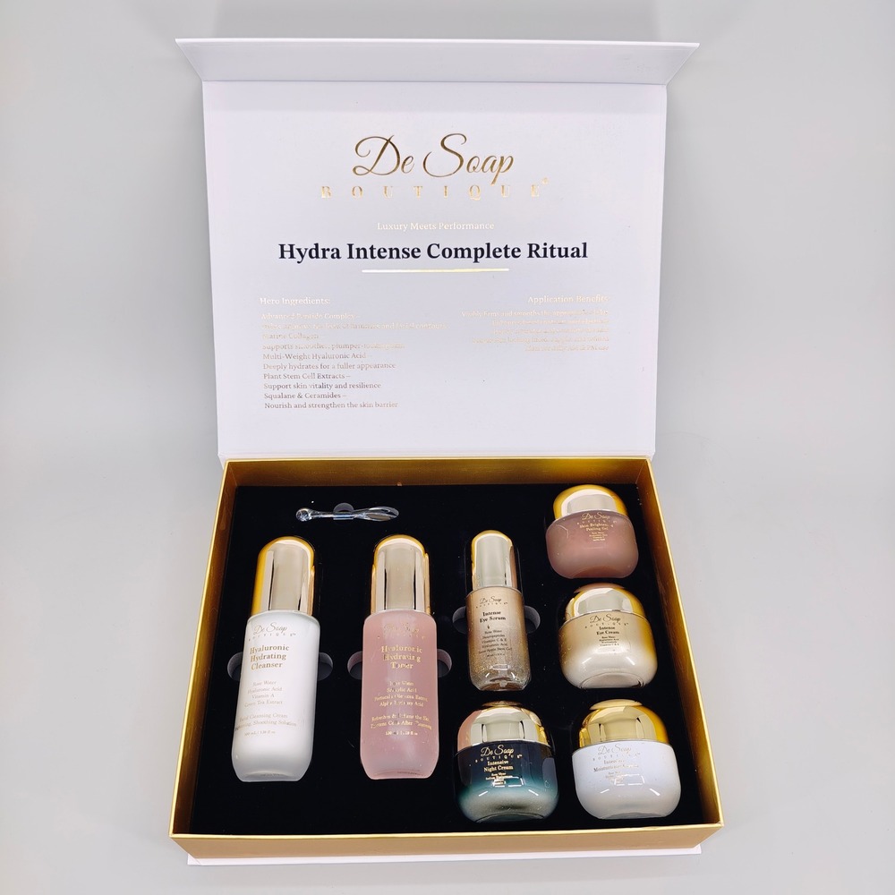 De Soap Boutique Hydra Intense Complete Ritual 7pc Skincare Set Anti-Aging New